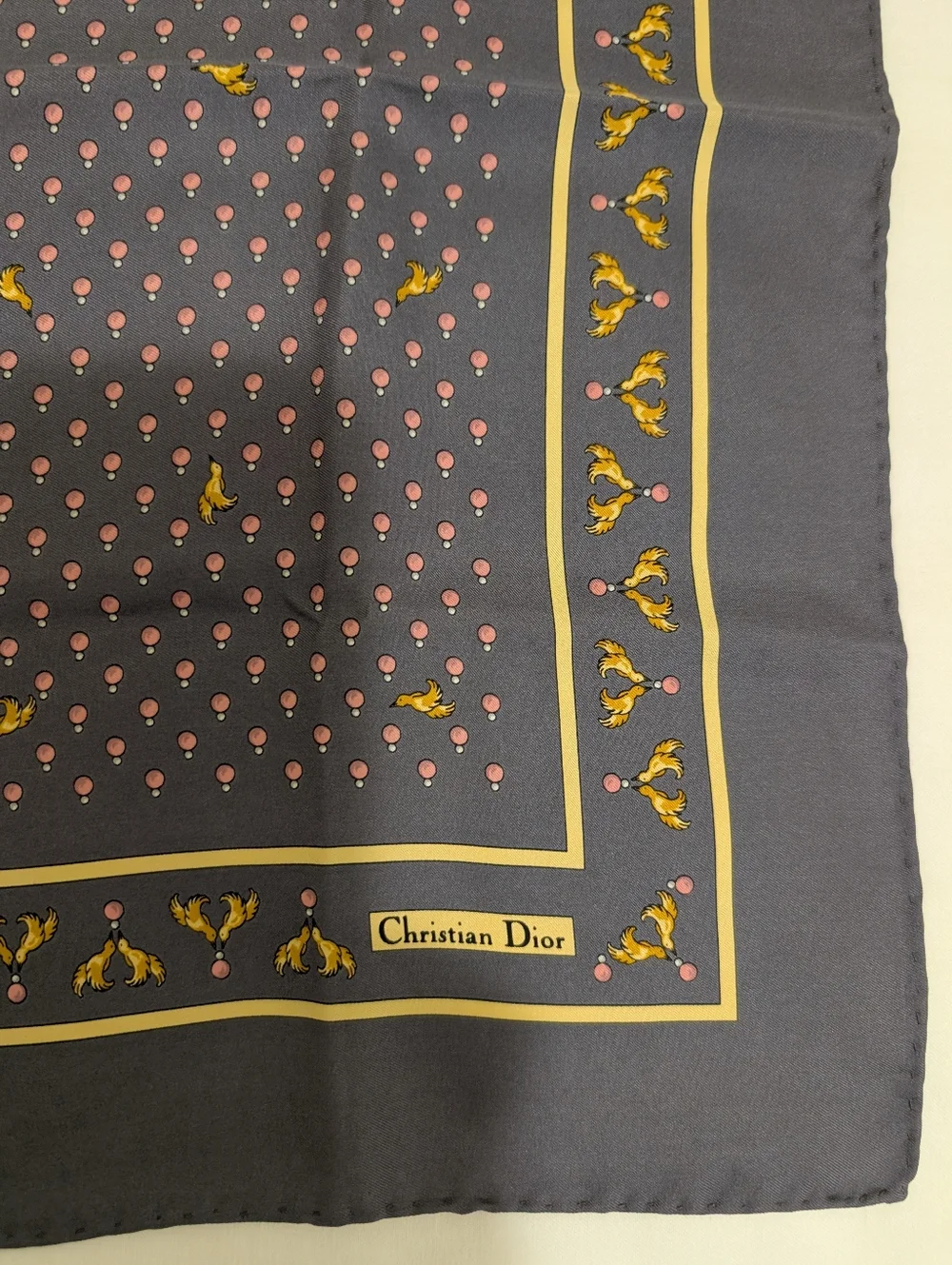Christian Dior Silk Navy Floral Scarf